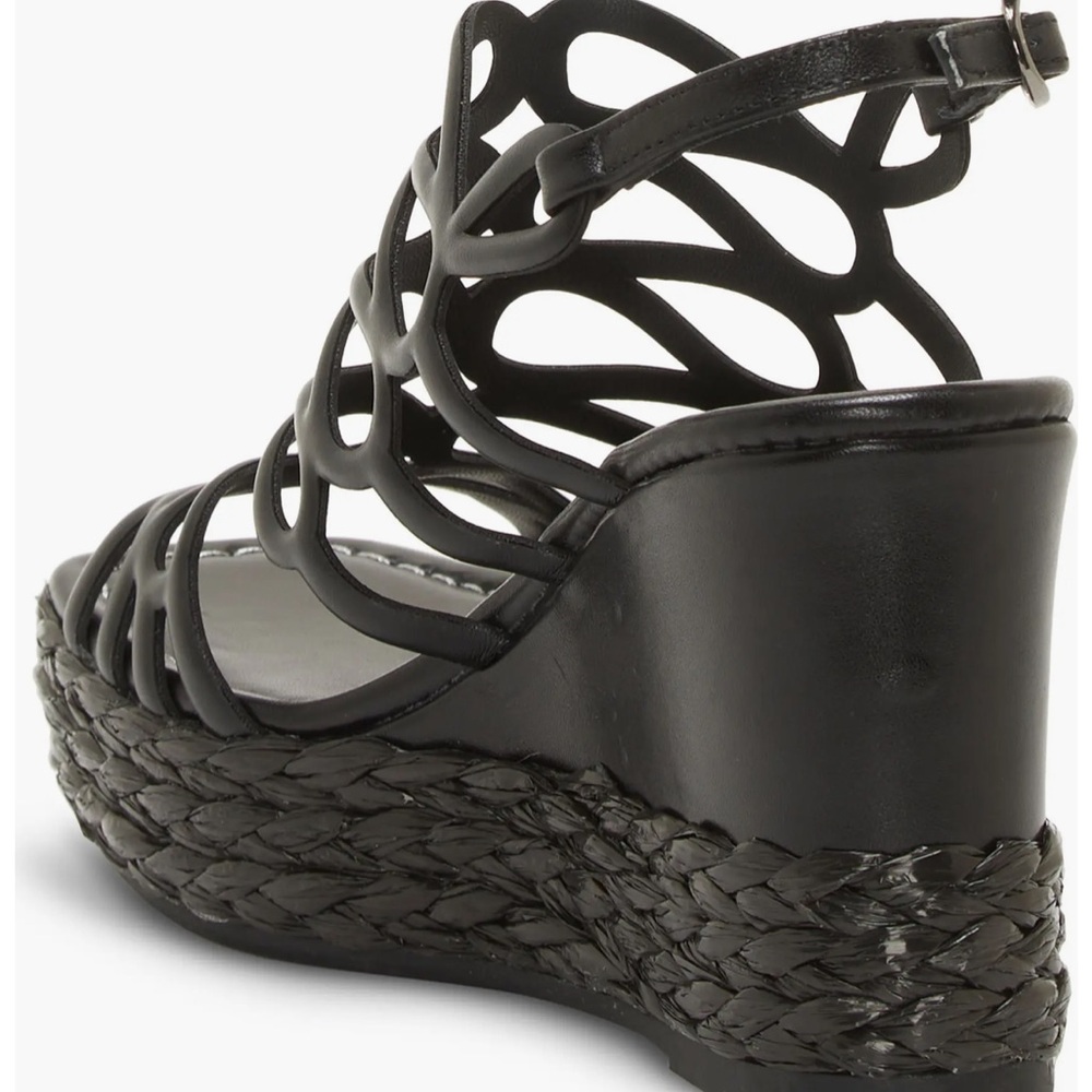 Vince Camuto Black Strappy Wedge Sandals - Picture 2 of 12